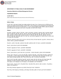 Code of Colorado Regulations - Colorado Secretary of State