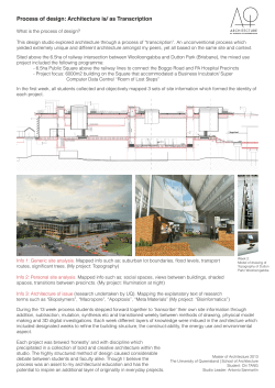 Process of design: Architecture is/ as Transcription