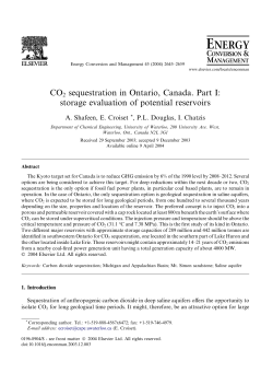 CO2 sequestration in Ontario, Canada. Part I