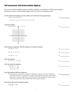 Self-‐assessment 1010 (Intermediate Algebra)