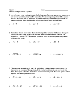 A1 CH10 Square root equations