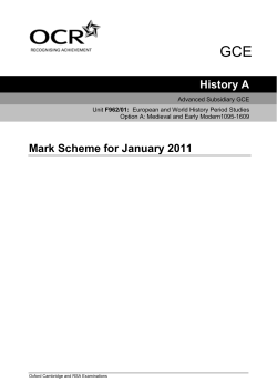 Unit F962/01 - European and world history period studies
