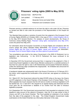 Prisoners` voting rights (2005 to May 2015)