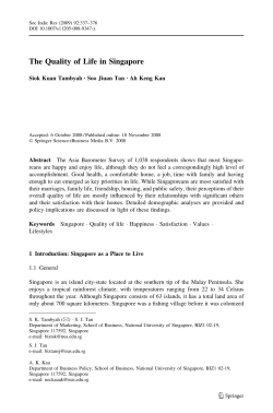 The Quality of Life in Singapore