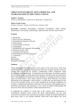 Urban Sustainability, Built Heritage, and Globalization in the Cuban