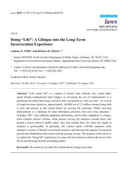 Doing &ldquo;Life&rdquo;: A Glimpse into the Long-Term Incarceration