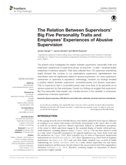 The Relation Between Supervisors` Big Five Personality Traits and