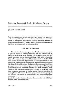 Emerging Patterns of Service for Citizen Groups