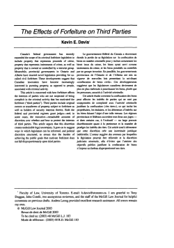 The Effects of Forfeiture on Third Parties