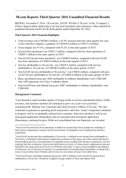 Third Quarter 2016 Financial Results