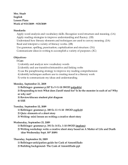 Mrs. Staab English Lesson Plans Week of 9/21/2009