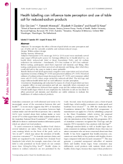 Health labelling can influence taste perception and use of table salt