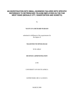 AN INVESTIGATION INTO SMALL BUSINESS FAILURES WITH
