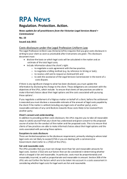 Costs disclosure under the Legal Profession