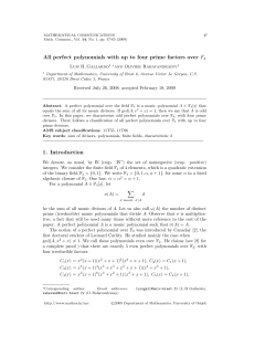 All perfect polynomials with up to four prime factors over F4 1