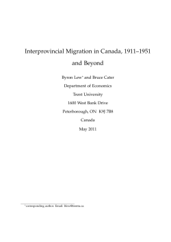 Interprovincial Migration in Canada, 1911&ndash;1951