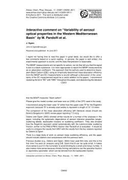 Interactive comment on &ldquo;Variability of aerosol optical properties in