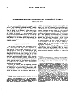 The Applicability of the Federal Antitrust Laws to Bank Mergers, April