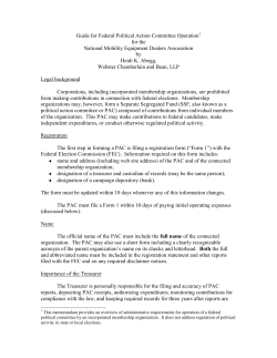 Guide for Federal Political Action Committee Operation for