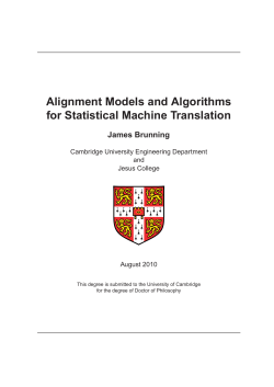 Alignment Models and Algorithms for Statistical Machine Translation
