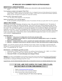 AP Bio 2014 summer assignment and reading guide