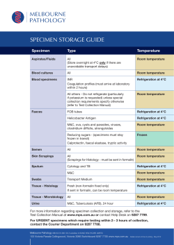 specimen storage guide