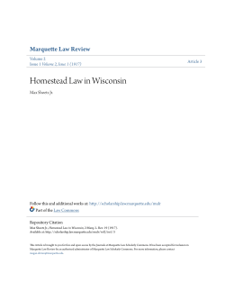 Homestead Law in Wisconsin - Marquette Law Scholarly Commons