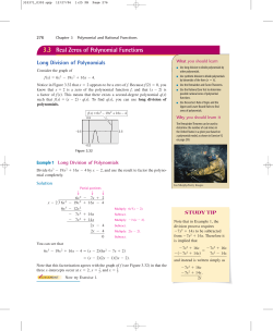 3.3 Real Zeros of Polynomial Functions