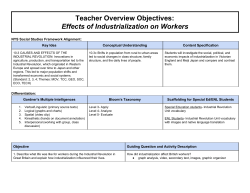Teacher Overview Objectives: Effects of Industrialization on Workers