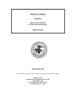 Profile Series - Russia, The Status of jews In the Post