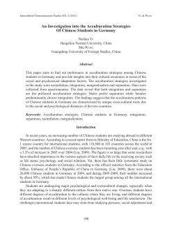 An Investigation into the Acculturation Strategies Of Chinese