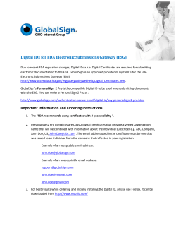 Digital IDs for FDA Electronic Submissions Gateway