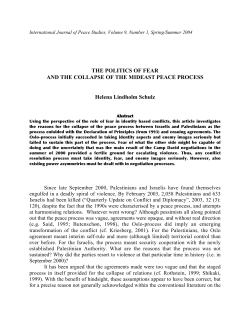 The Politics of Fear and the Collapse of The Mideast Peace Process