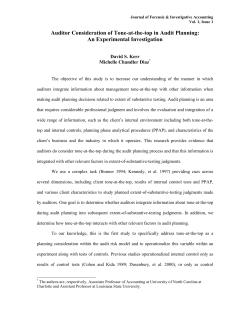 Auditor Consideration of Tone-at-the