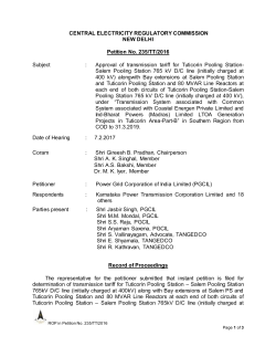Approval of transmission tariff for Tuticorin Pooling Station