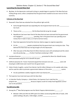 Skeleton Notes: Chapter 12, Section 2 `The Second New Deal