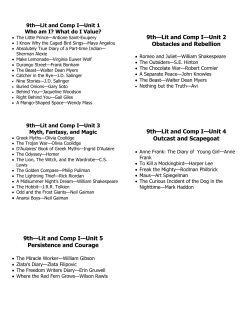9th&mdash;Lit and Comp I&mdash;Unit 2 Obstacles and Rebellion 9th&mdash;Lit and