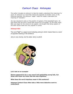 Context Clues: Antonyms - Solid Rock Virtual School