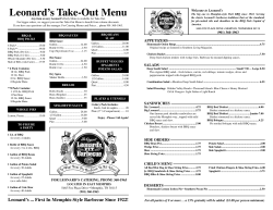 Leonard`s Take-Out Menu - Leonard`s Pit Barbecue