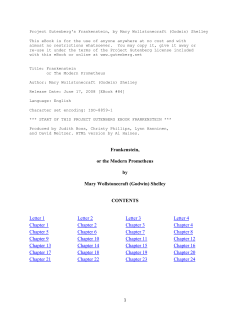 Frankenstein, or the Modern Prometheus by Mary Wollstonecraft