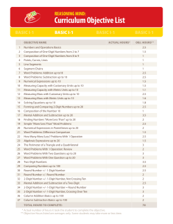 Curriculum Objective List