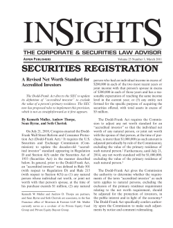 A Revised Net Worth Standard for Accredited