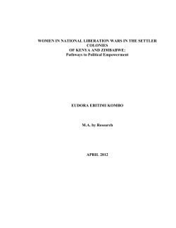 WOMEN IN NATIONAL LIBERATION WARS IN THE SETTLER