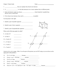Chapter 3 Study Guide Name ______ 1. lines are coplanar lines that