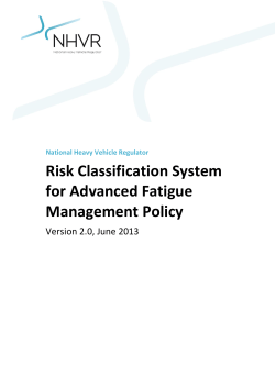 Risk Classification System for Advanced Fatigue Management Policy
