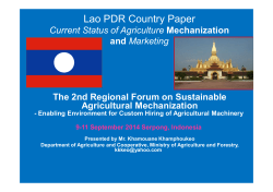 Lao PDR Country Paper - Current Status of Agriculture