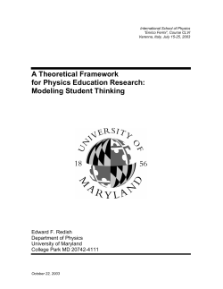 A Theoretical Framework for Physics Education Research: Modeling