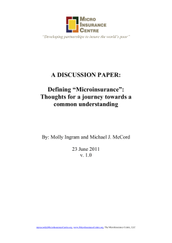 A DISCUSSION PAPER: Defining &ldquo;Microinsurance&rdquo;: Thoughts for a
