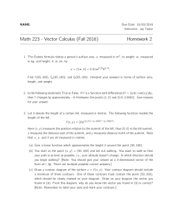 Math 223 - Vector Calculus (Fall 2016) Homework 2