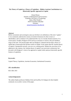 The Theory of Capital as a Theory of Capitalism